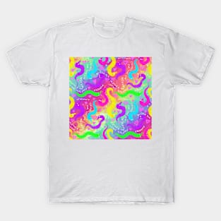 Worm on a string Violence Bright Colored Crime Woerms on Rainbow T-Shirt